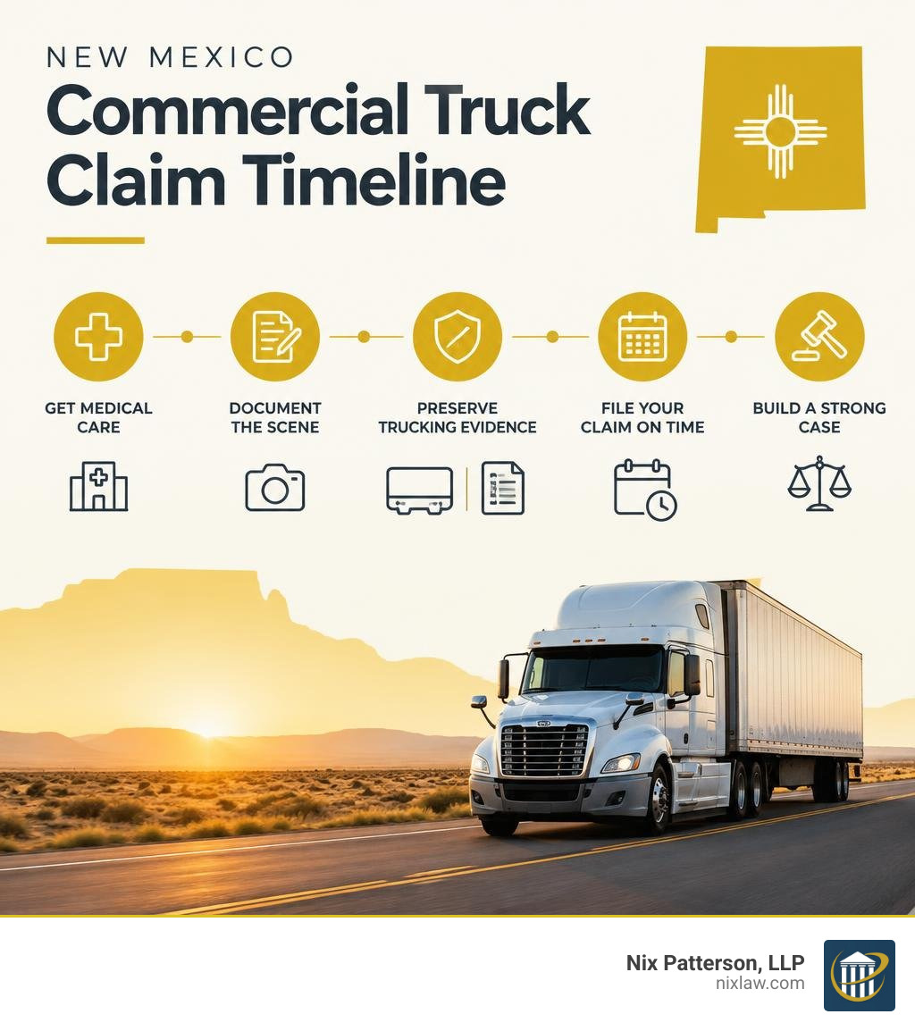 New Mexico commercial truck claim timeline infographic New Mexico commercial truck claim timeline infographic